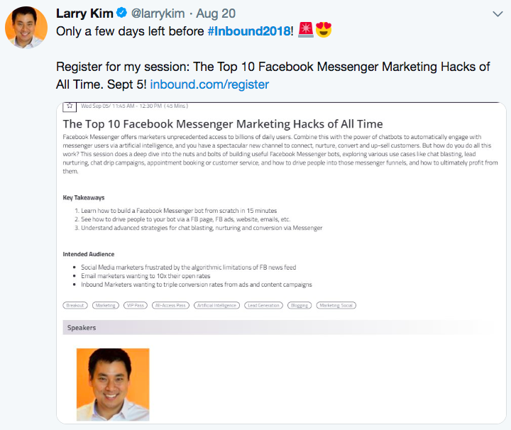 larry kim shows how to leverage events on social media