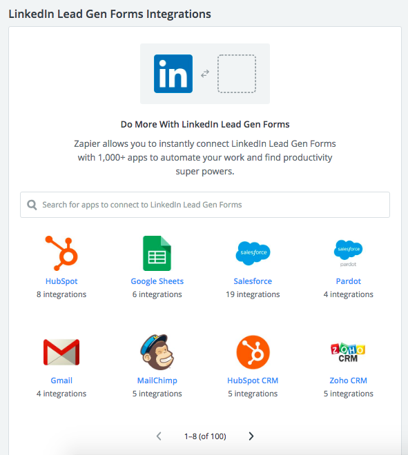 zapier integration with linkedin lead ads