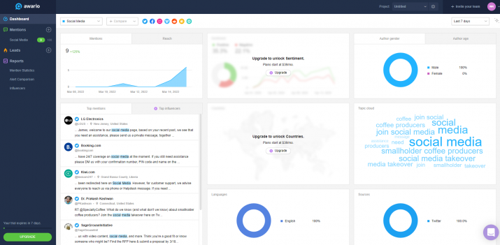 awario social listening tools