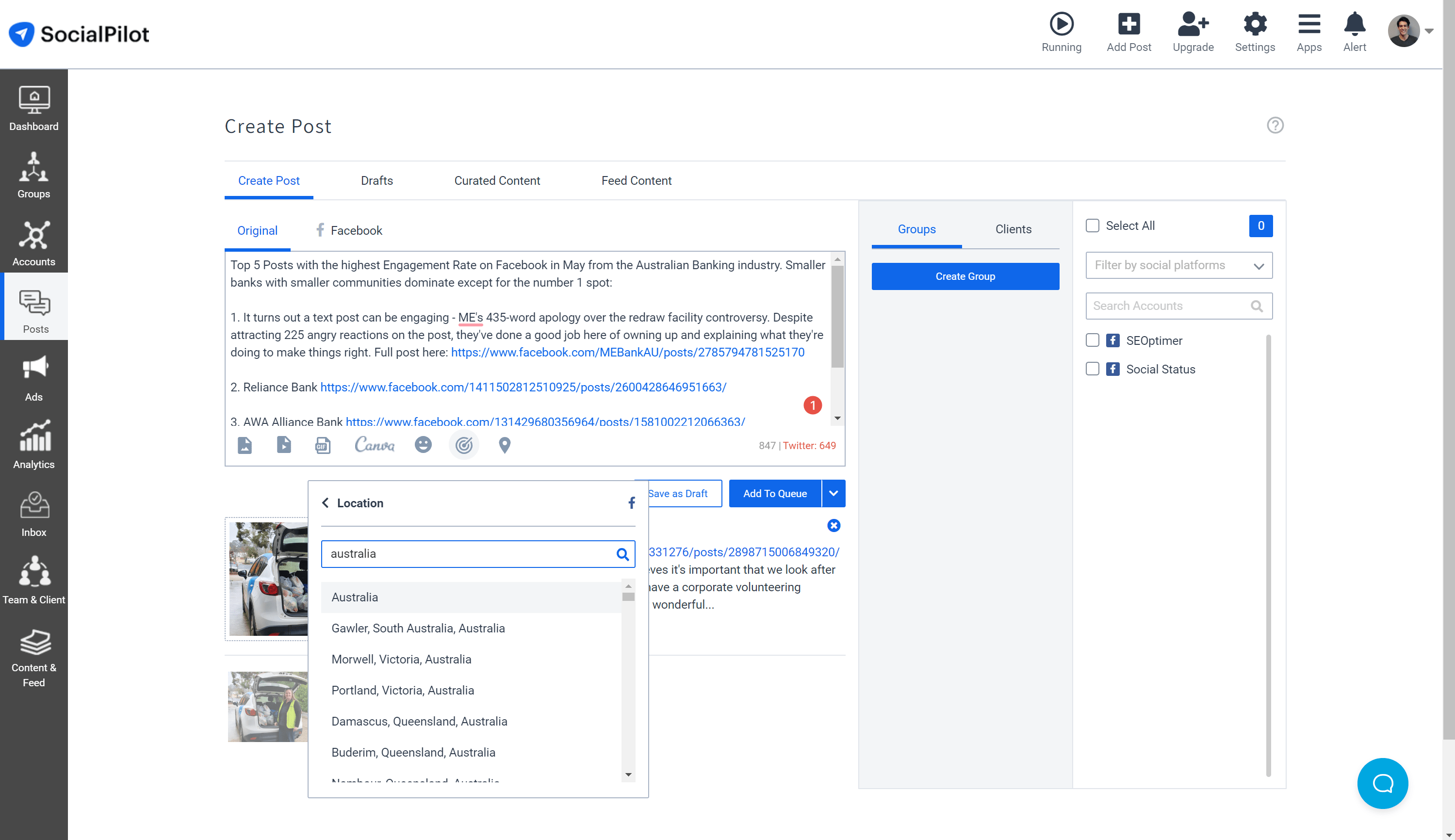 SocialPilot Interface