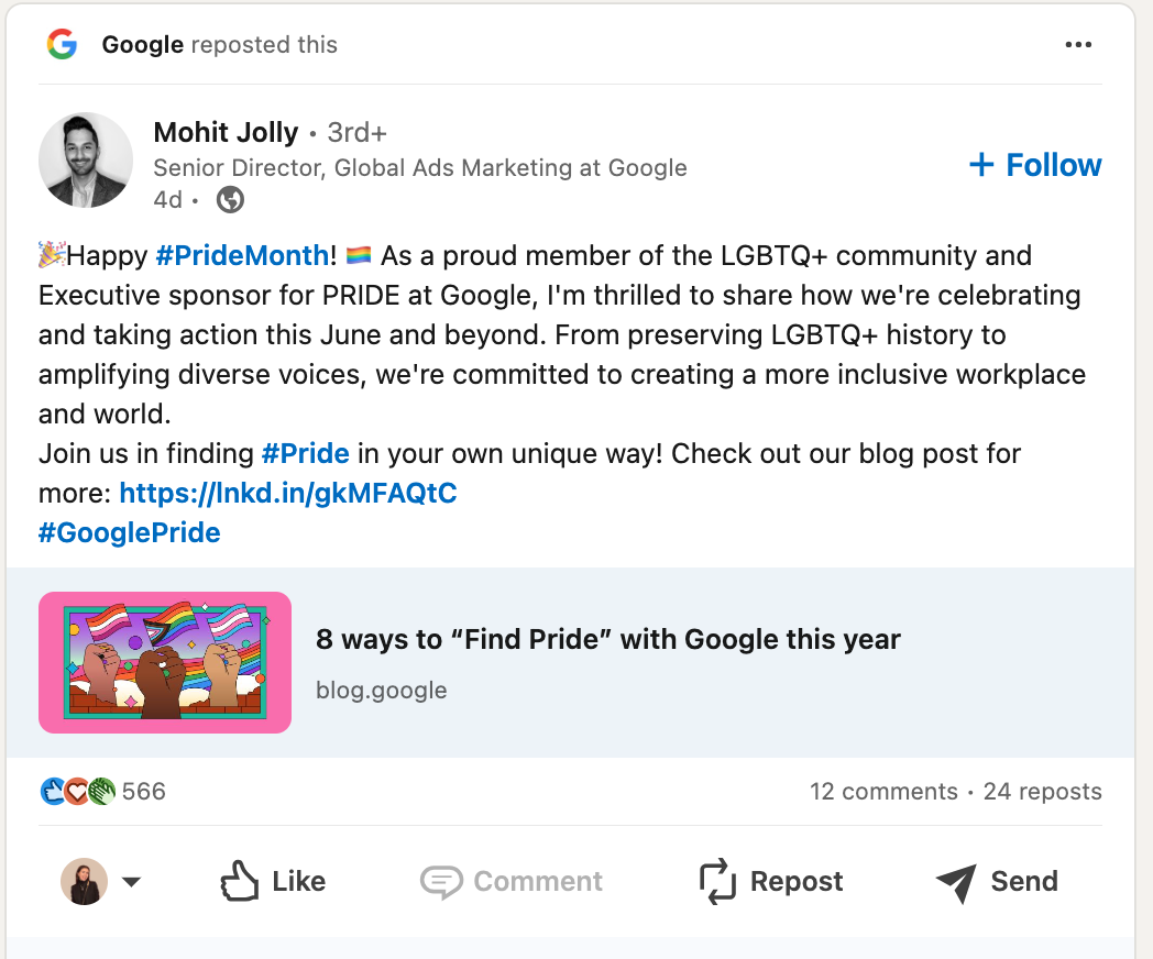 Pride Month Posts on Social Google Finding Pride