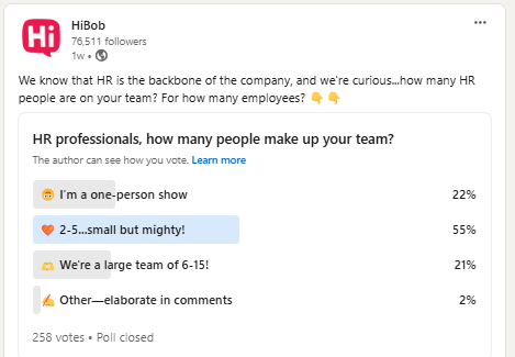 HiBob Interactive LinkedIn post