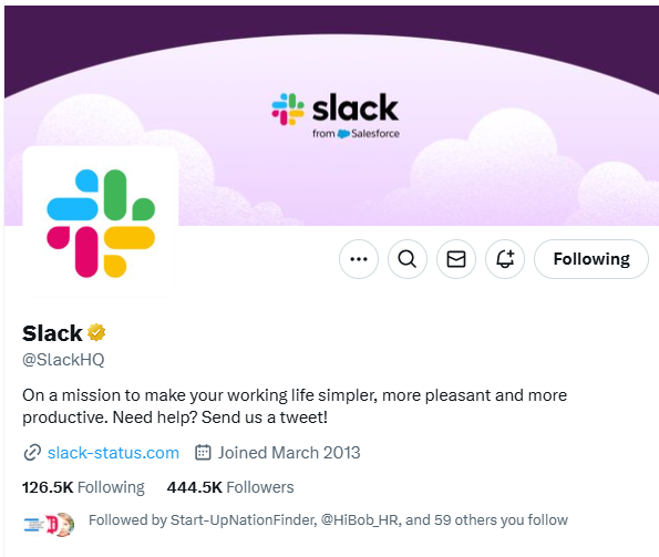 Slack on Twitter