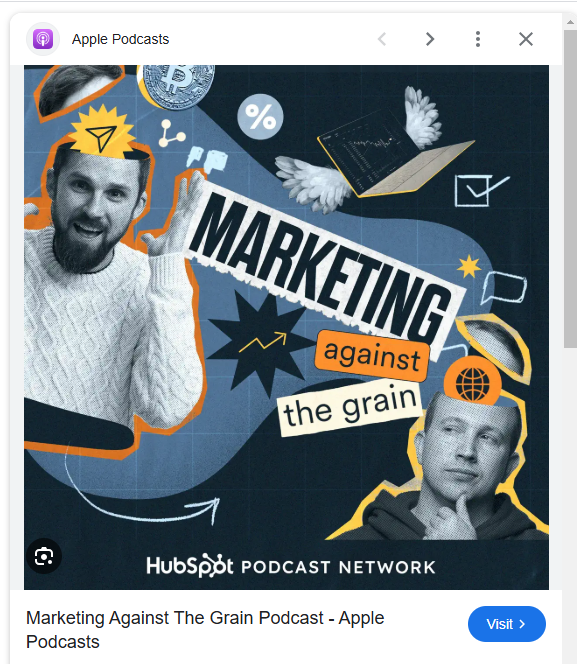 B2B podcast attribution Against the grain by Hubspot